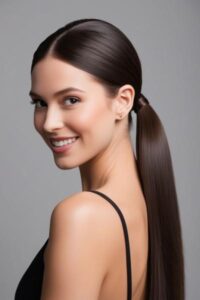 Easy Hairstyles on Long Hair – sleek low ponytail