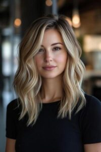 Simple long hair office hairstyle suitable for daily work routines.