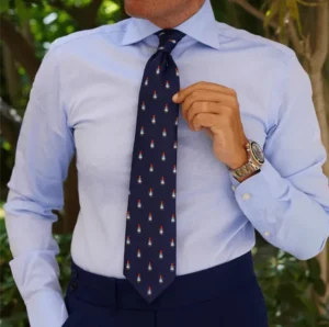 Blue shirt with tie
