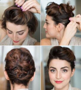 Woman with a twist-and-pin hairstyle for the office