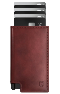 RFID-blocking leather wallet for men, protecting cards from electronic theft