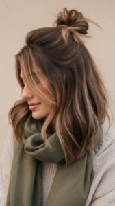 Easy Hairstyles on Long Hair – effortless messy bun for busy mornings