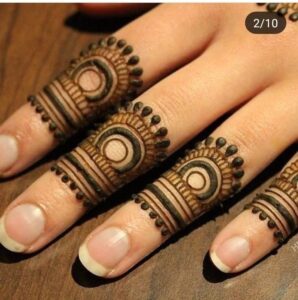 Geometric Finger Mehndi Designs Look 1