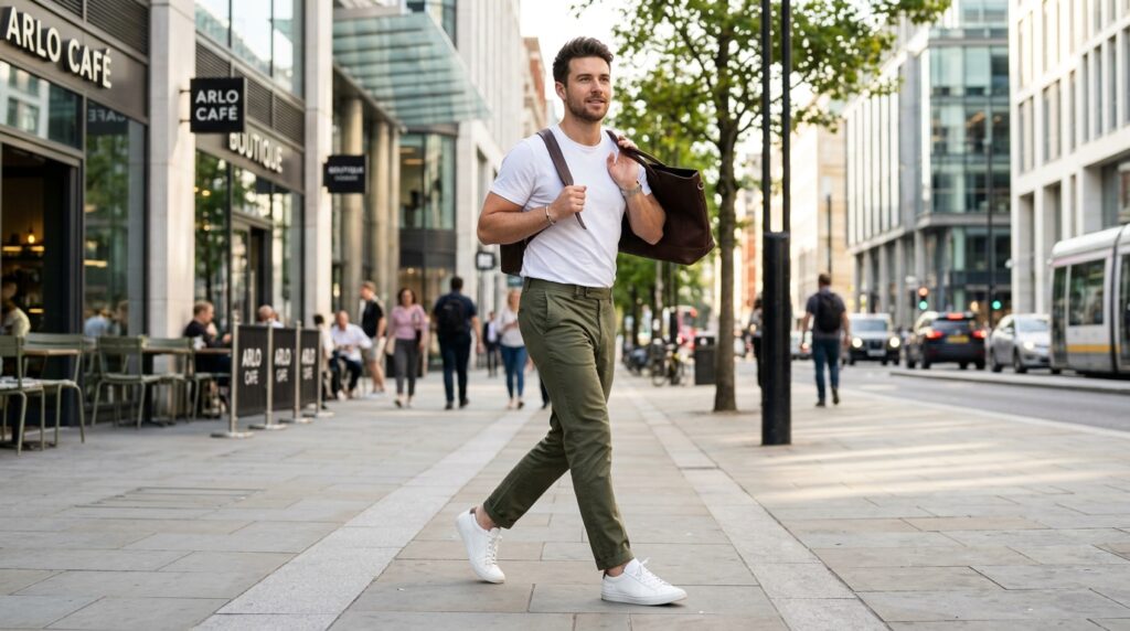 how to style olive green pants for men