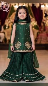 green kids lehenga choli design for weddings 2025–2026